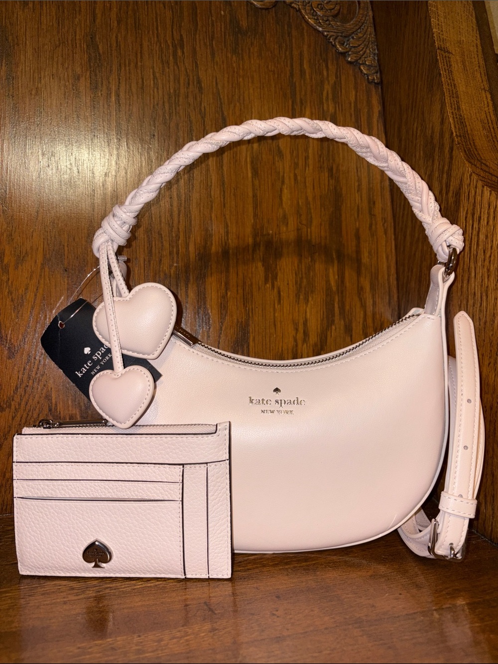 NWT-Kate Spade-SET-Nova Crescent Crossbody-Braided Strap & Slim Cardholder-$498